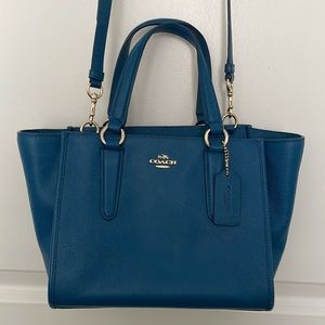 Coach top handle crossbody turquoise blue leather shoulder bag